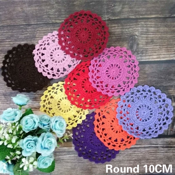 10 cm redondo novo laço de algodão placemat crochê casamento doily lugar esteira coaster pano copo chá caneca café mesa esteiras decoração da sua casa almofada