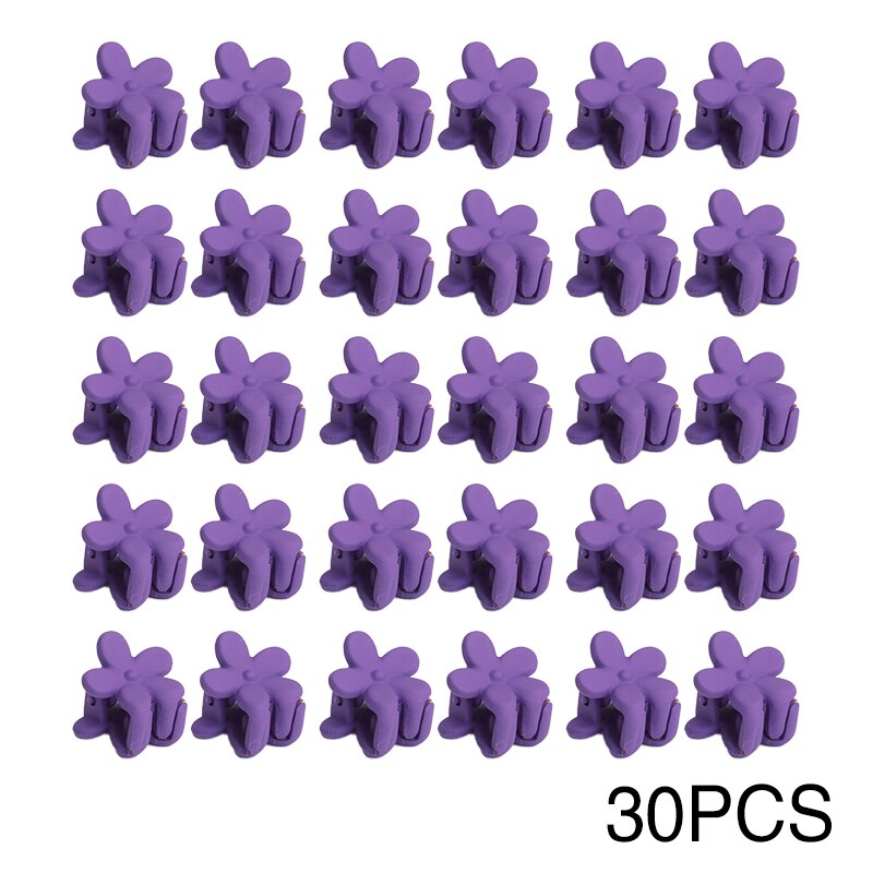 Mini pinzas para el pelo para niña y mujer, horquillas de plástico de colores caramelo, trenzas, accesorios para el cabello de bebé, 30 Uds.: Purple 30 pcs