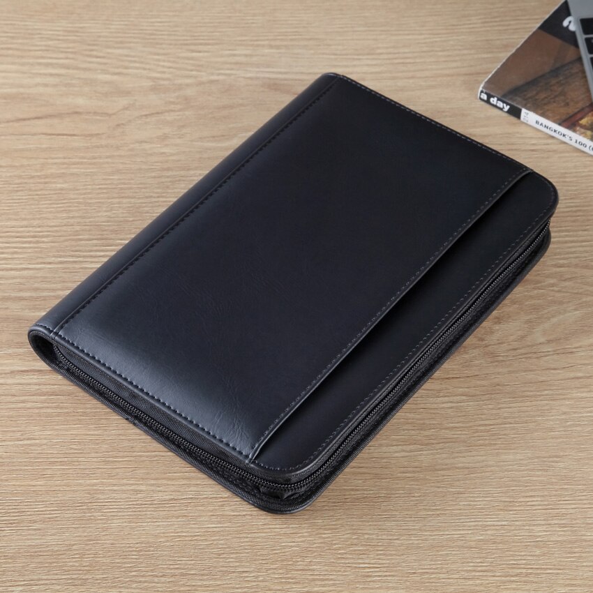 Affärsdokumentpåse kort fodral  a5 padfolio filmapp med blixtlås anteckningsblock skrivplatta ficka för dokument ipad kalkylator