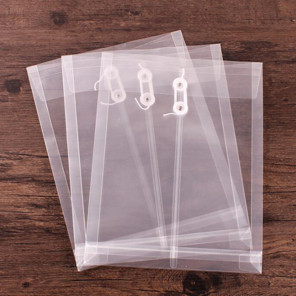 A4 File Document Button Closure Folder Bag PP Plastic Bags Waterproof Organizer Storage Stationery Punch Office School Supply