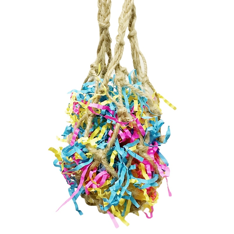Parrot Bite-resistant Hanging Toy Pet Bird Toy Rope Mesh Bag Including Colorful Wire-drawn