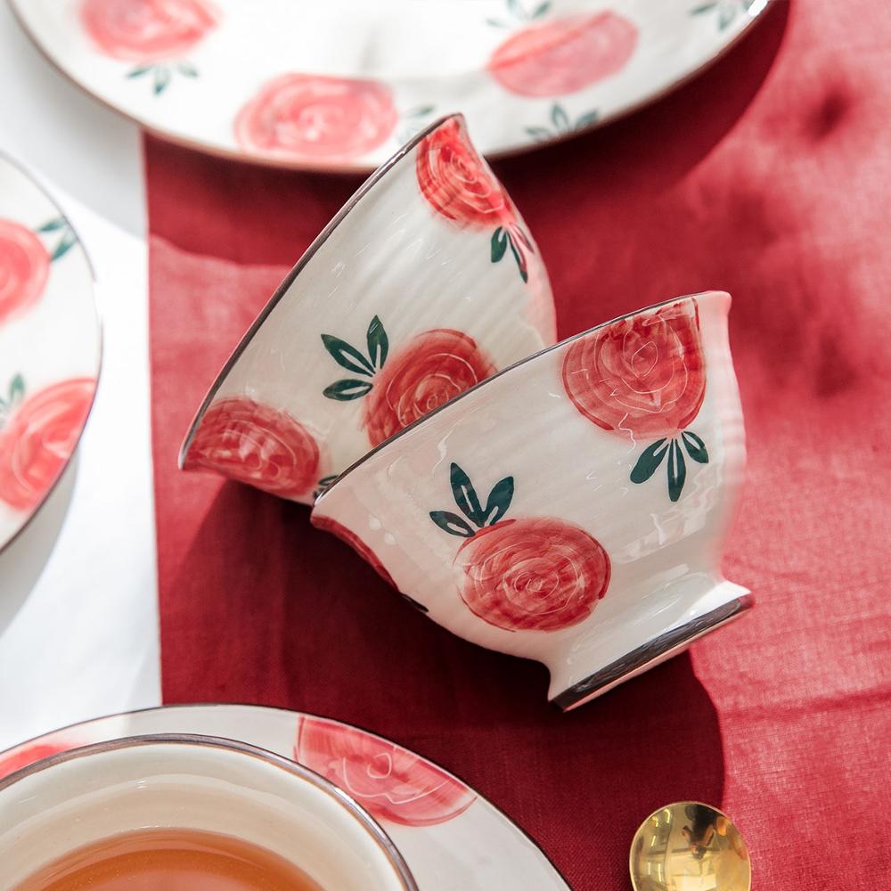 Mdzf sweethome keramisk rose servise sett nudler biff salat tallerken suppe skje ris bolle melk krus saus parabol kjøkkenverktøy