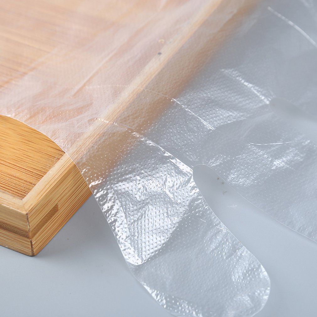 Gants jetables en plastique transparent gants de travail en polyéthylène gants de préparation alimentaire gants sans poudre et Latex 100 pièces