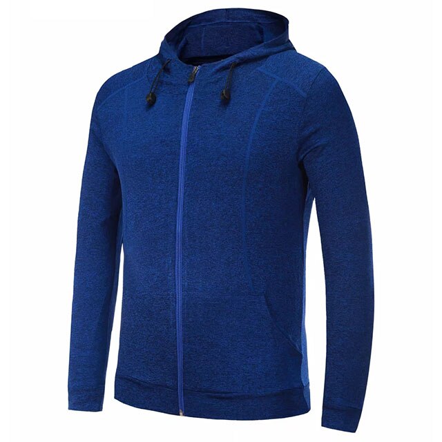 Løbejakker til mænd sport bodybuilding jogging fitness lange ærmer sportstøj hætte stramme fitness fodbold basketball jakker: Blå / Xxxl