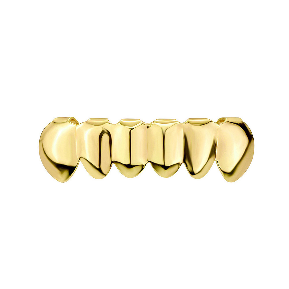 RACHELZ Color oro plata DIY 2/6 parte superior inferior dientes brillantes Grillz cadera tapas de dientes para Mujeres Hombres joyería de Halloween: Bañado en rodio de imitación