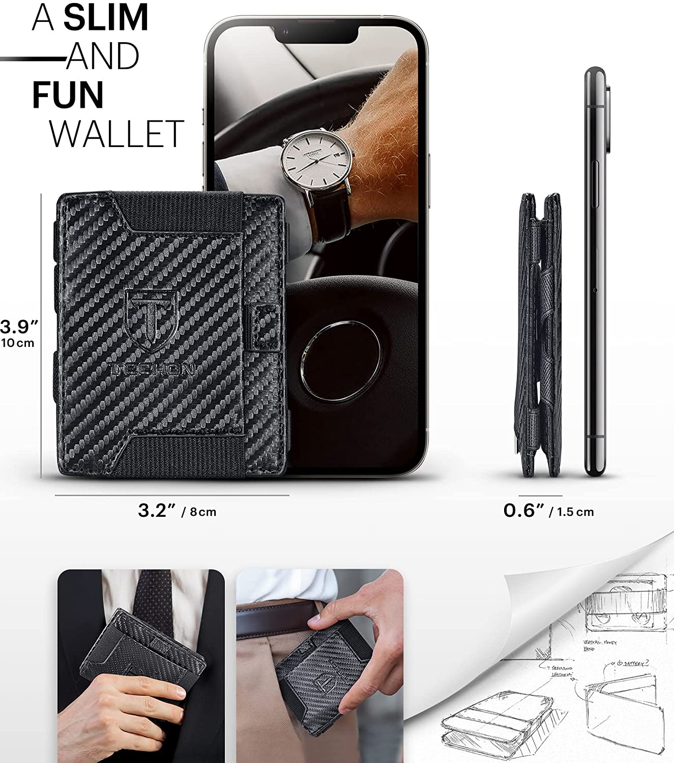 Slim Mini Wallet With Zipper, RFID Blocking Men's Wallet, Short Leather Credit Card Holder Coin Purse