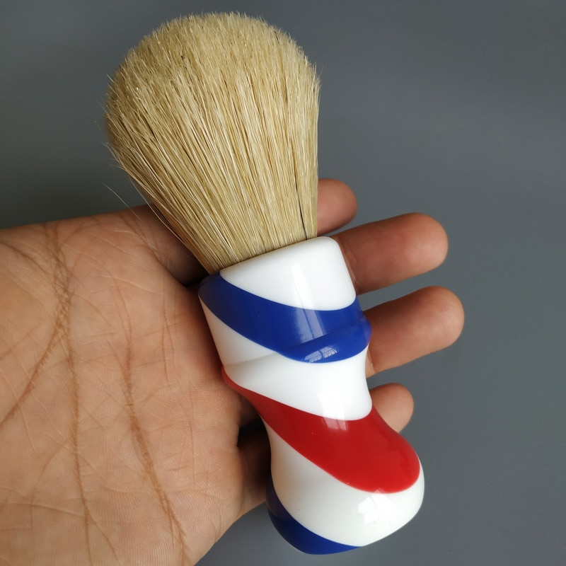Dscosmetic-Brocha de afeitar de cerdas de jabalí, hisopo de nudos de pelo con mango de resina, poste de barbero