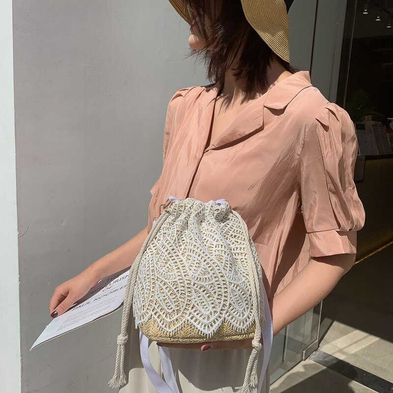 Style Totes Woven Rattan Bag Round Straw Shoulder Bag Small Beach HandBags Women Summer Messenger bag Circle Bohemia