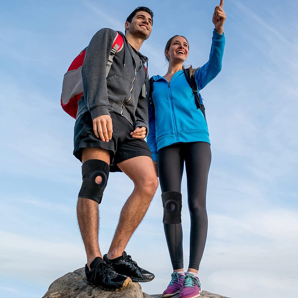 Knee Brace with Side Stabilizers for Meniscus Tear Knee Pain ACL MCL Injury Recovery Adjustable Knee Support for Men and Women