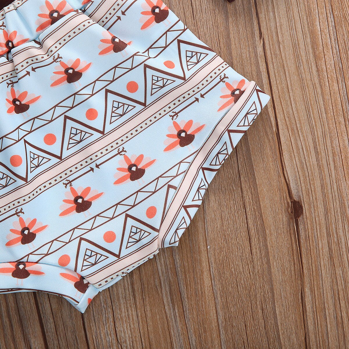 Focusnorm Thanksgiving Baby Jongen Meisje Kleding Sets Lange Mouw Turkije Print T-shirt Tops Shorts Bottom 2Pcs Set