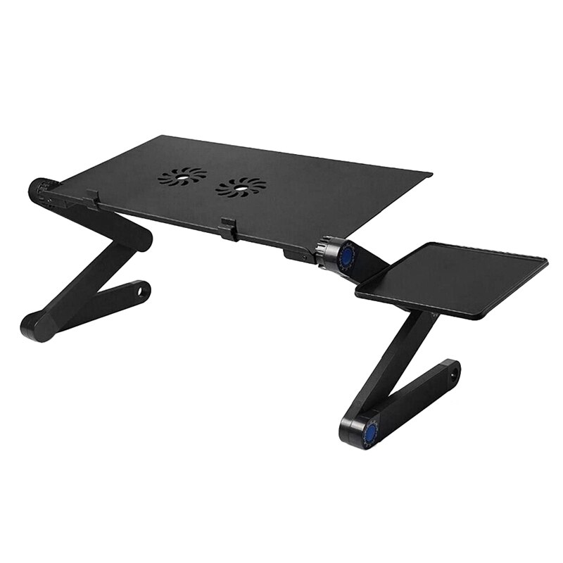 Notebook Computer Desk, Portable Multifunctional Folding Dual-Fan Cooling Computer Desk Stand with Mouse Pad Tray