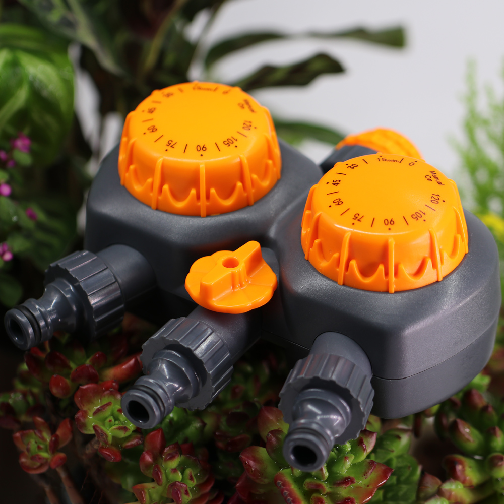 Garden Mechanical Timer Double Control 3-Way Watering Irrigation Automatic Controller for Greenhouse Plants Irrigation System