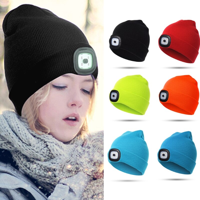 Gorro con luz LED recargable por USB para niños, gorro con 4 luces LED para iluminación nocturna, de alto brillo, ropa Ultra suave