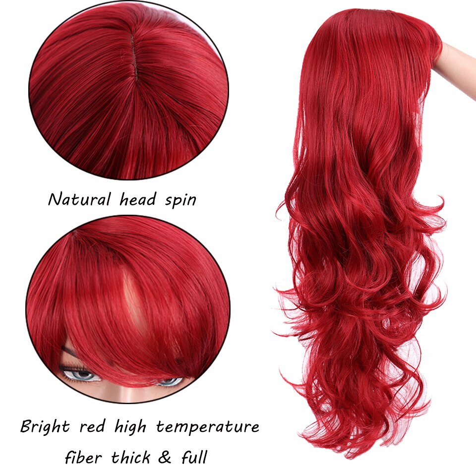 HOUYAN-Peluca de pelo rojo de 22 pulgadas para mujer, peluca de pelo largo ondulado, resistente al calor con explosión, pelucas de pelo sintético