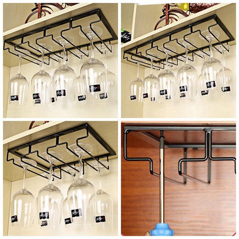 Høj jern vinglas holder ret vinkel hængende på hovedet bæger kop display rack stativ arrangør