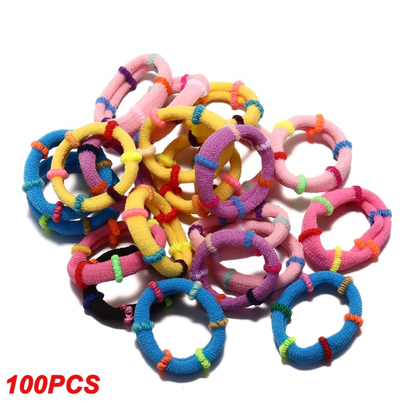 100 pcs/lot kids hair rope Hair Accessories Scrunchy Elastic Hair Bands Girls decorations Headbands Rubber Band