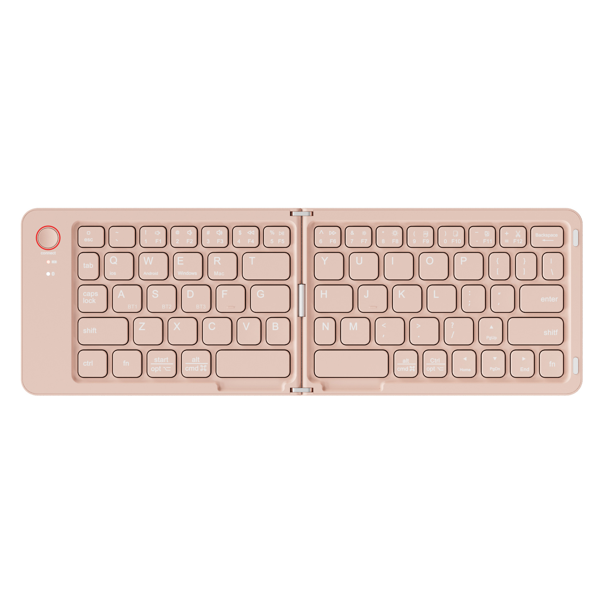 Russisch/Hebräisch/Spanisch/Portugiesisch/Koreanische Klapptastatur Bluetooth-Tastatur tragbar für Tablette iPad PC Android IOS Fenster: Rosa / Schalter schwarz