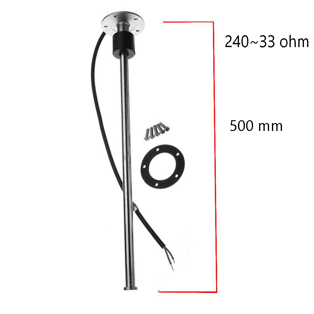Stainless Steel Fuel Sender Unit 0~190 ohm or 240~33 ohm for Fuel Level Sensors Water Level Sensors with 600 to 150mm: 500mm 24033ohm