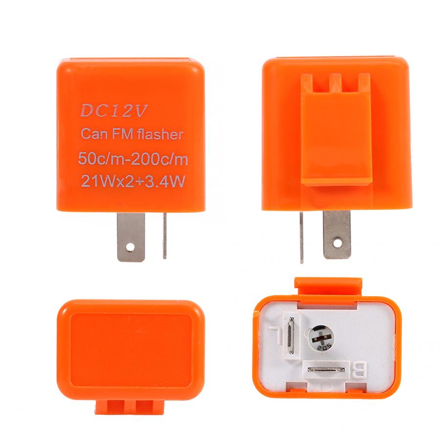 12V 2 Pin Universal Adjustable Flasher Relay Waterproof LED Turn Signal Indicator Flasher Relay Black Orange