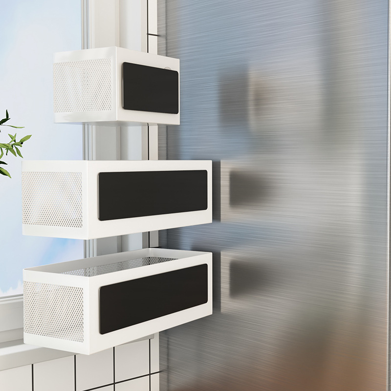Kitchen Refrigerator Side Storage Magnetic Storage Shelf Punch Free Storage Shelf Kitchen Storage Side Gap Magnet Hanging Basket