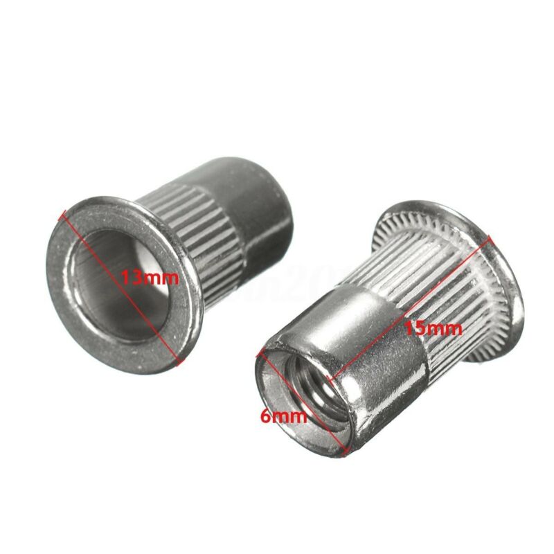 50pcs M6 Thread 304 Stainless Steel Flat Head Rivet Nut Rivnut Insert Nutsert