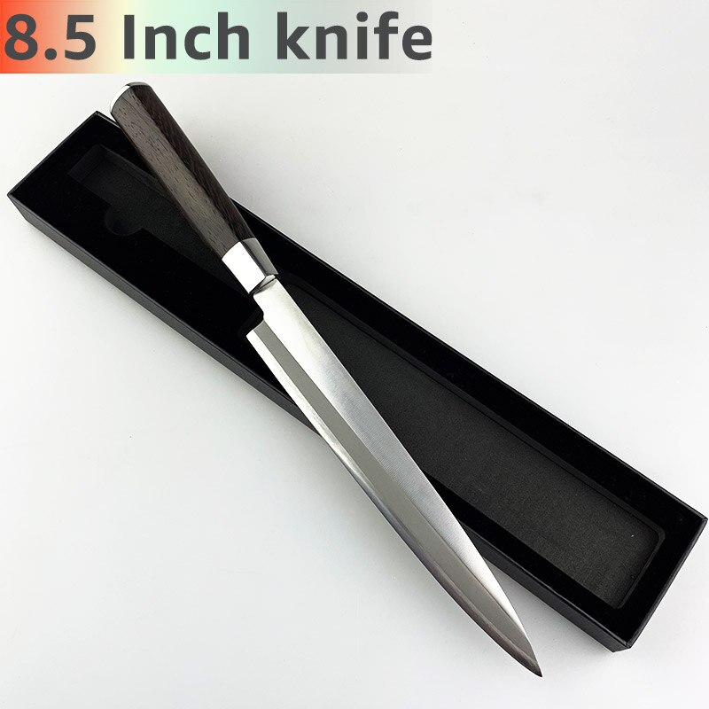 Japansk kniv sashimi kok sushi yanagiba knive 7 cr 17 440c rustfrit stål laksefiletering små køkkenknive: 8.5 tommer med æske