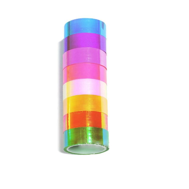 8 stk / sæt rytmisk gymnastik dekoration holografisk glitter tape ringpind tilbehør 15mm*5m papirvarer dekorativ diy