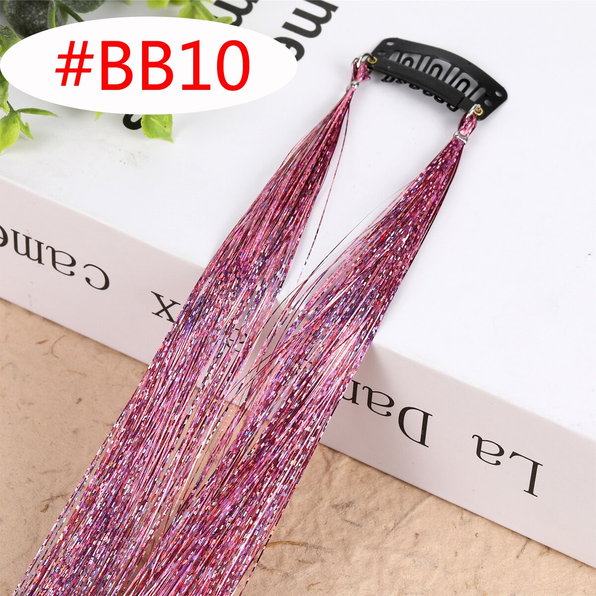 20 Colors Long Straight Hair Tinsel Bright Hair Extention Glitter Clip Hairpiece Sparkling Shiny Clip In Hair Tinsel Tools: 1pc colorBB10