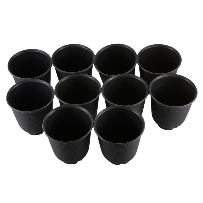 15.4cm kunststof plantenbakken met schotel, zaaibak met drainagegat voor bloemen en kruiden binnenshuis, 10 stuks