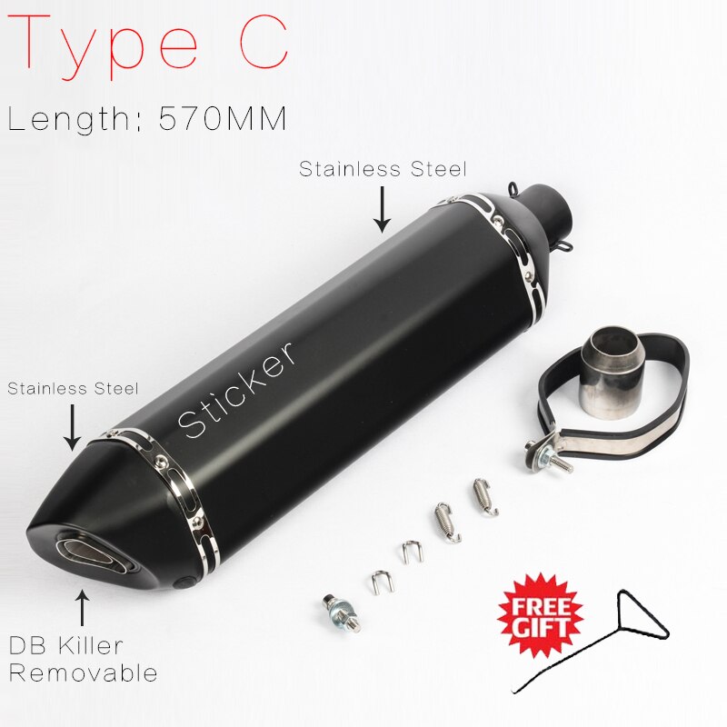 Motorfiets Uitlaat 51mm Universele Motorfiets Uitlaat Koolstofvezel Uitlaat Met DB Killer Escape Voor R6 Voor PCX Voor NMAX155 Voor FZ400 Voor Z900 Voor GSX250 Uitlaatdemperbuis (Kleur : A