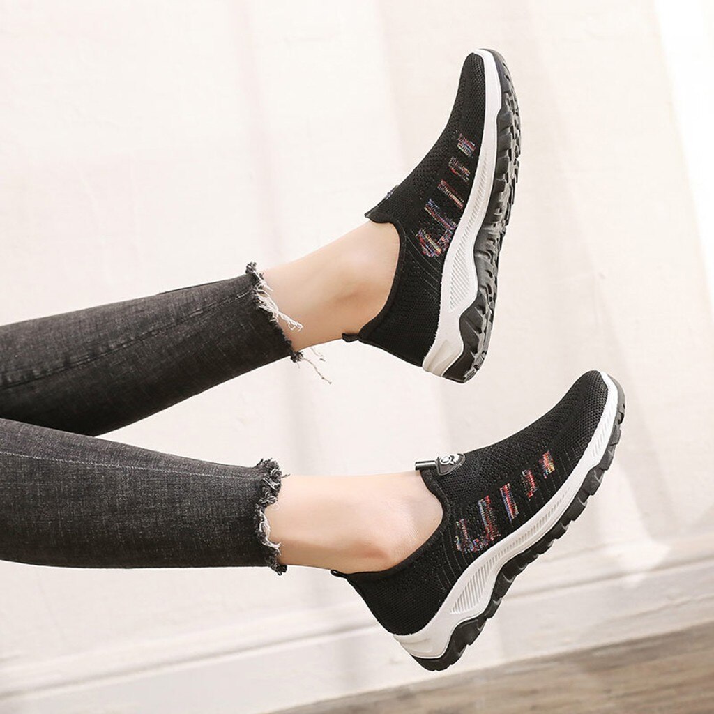 Femmes chaussures de Tennis respirant maille hauteur-augmentant Slip-on femme chaussette chaussures en plein air femmes baskets plates-formes inférieures épaisses