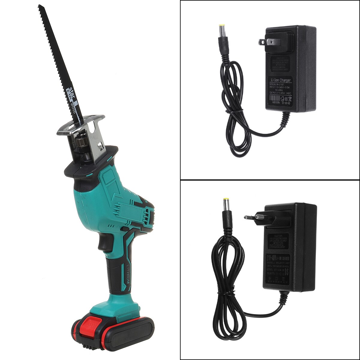 Mini Electric Saw Cordless Reciprocating Saw Woodworking Cutting DIY Power Saws Tool with 4 Saw Blades with 1300mAh Battery