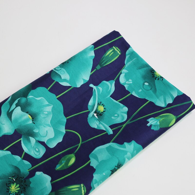 Poplin Stof 100% Bomuld - 50cm x 147cm - Printet Store Blomster - Til Syning og Patchwork: Farve 2