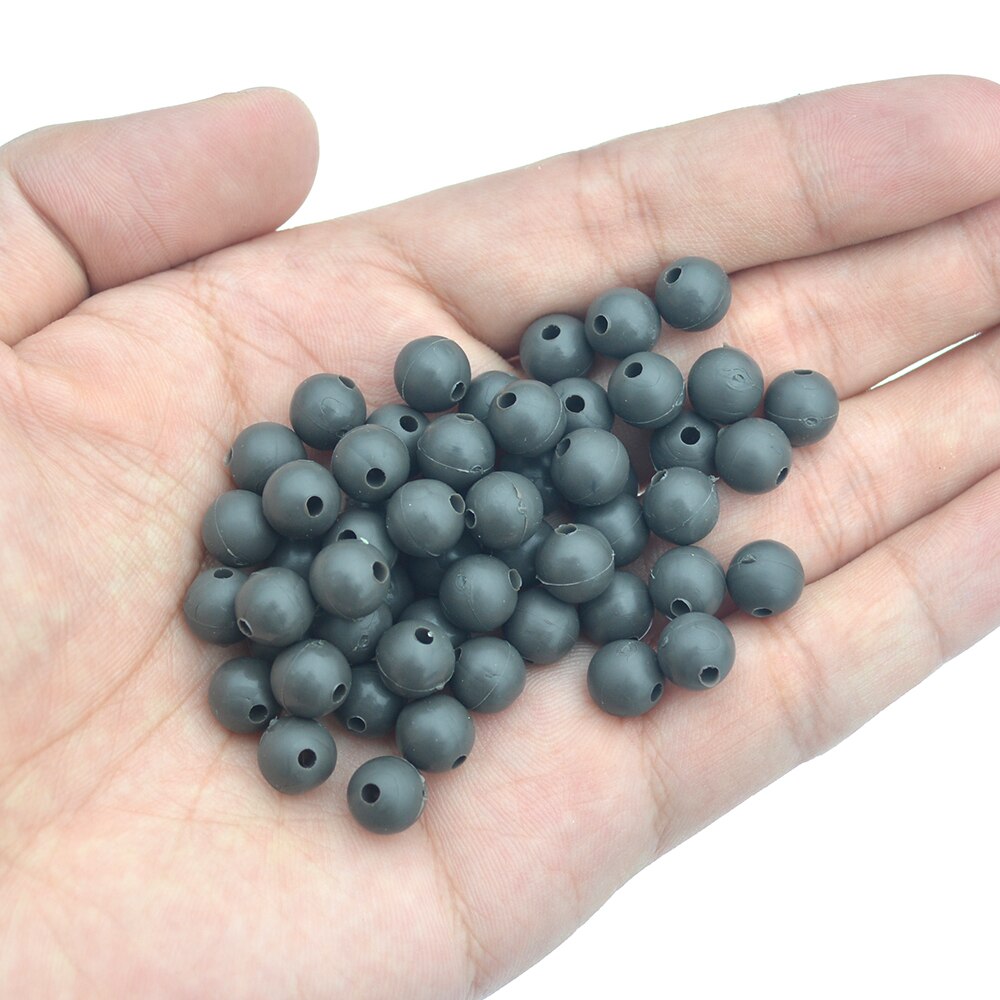 Carp Fishing Beads 100pcs Dark Grey Round Soft Rubber Floating Carp Fishing Rig Beads Diameter 4mm 5mm 6mm 7mm 8mm