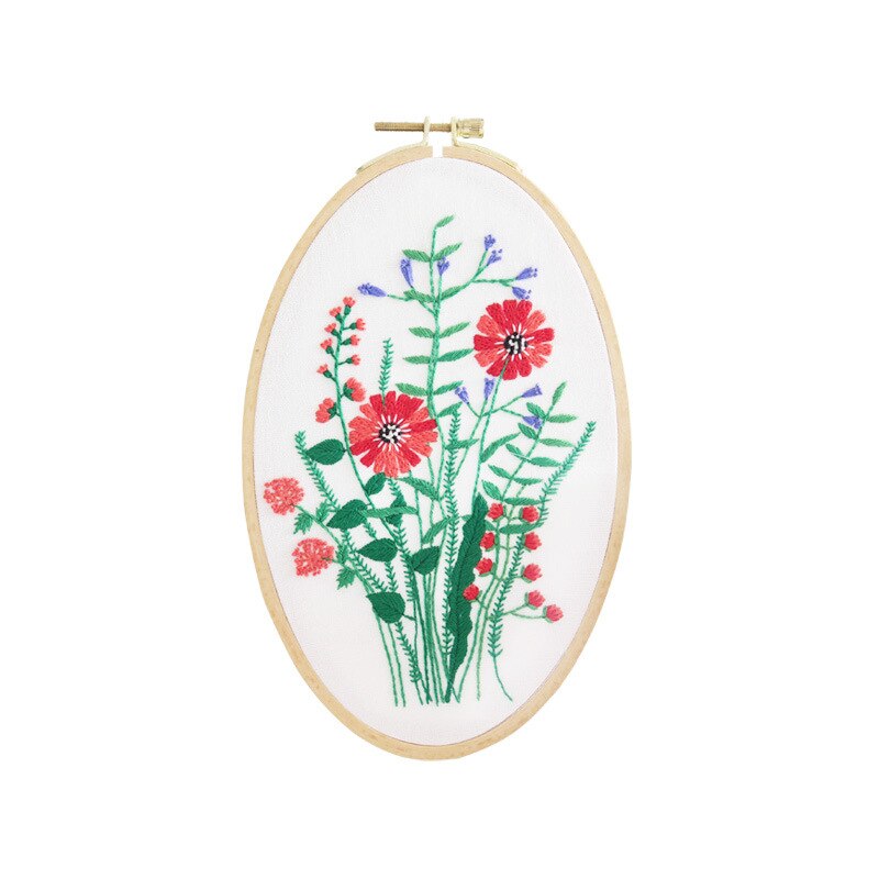 Red Bud Flowers Embroidery Kit DIY Needlework Houseplant Pattern Needlecraft for Beginner Cross Stitch Artcraft(Without Hoop): C