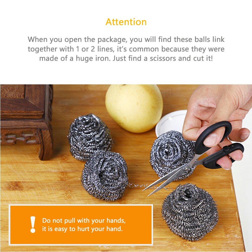 6pcs Stainless Steel Kitchen Sponge For Washing Dishes Scrubbers Cleaning Kitchen Utensil Spiral Scourers Cleaner For Pan Bowl