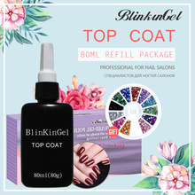 BlinkinGel 1 stks 80 ml Nail Top Coat UV Gel Sticky Top Jas Geen Veeg Soak Off Nagellak van transparante Kleur in Hars