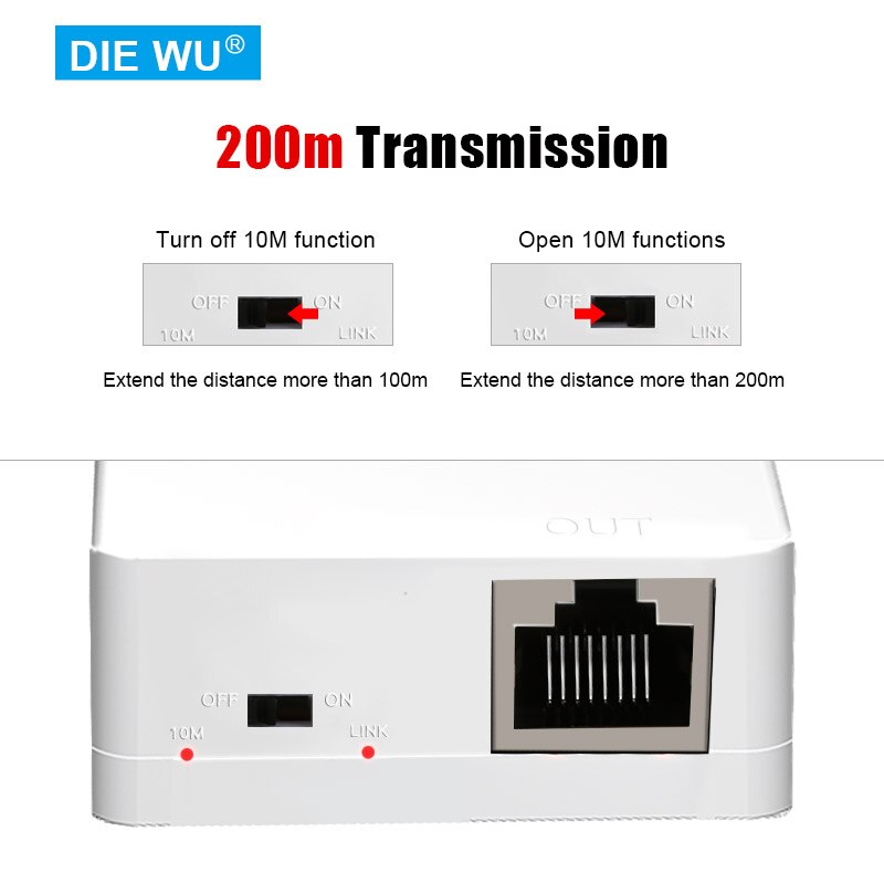 TXE006 Netwerk Extender Poe Schakelaar Signaal Versterker IEEE802.3at Voor Ip Cctv Camera Transmissie Afstand Extender 100-200M