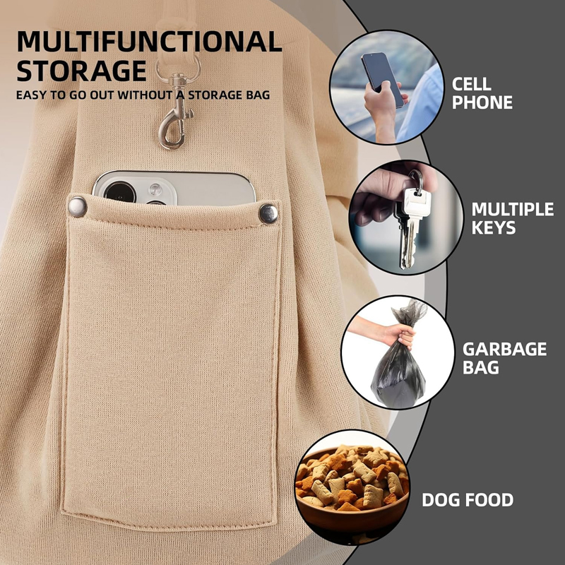 Valpsele med säkerhetssele, handsfree hundsele med förvaringsväska, perfekt för resor, utomhusbruk för husdjur