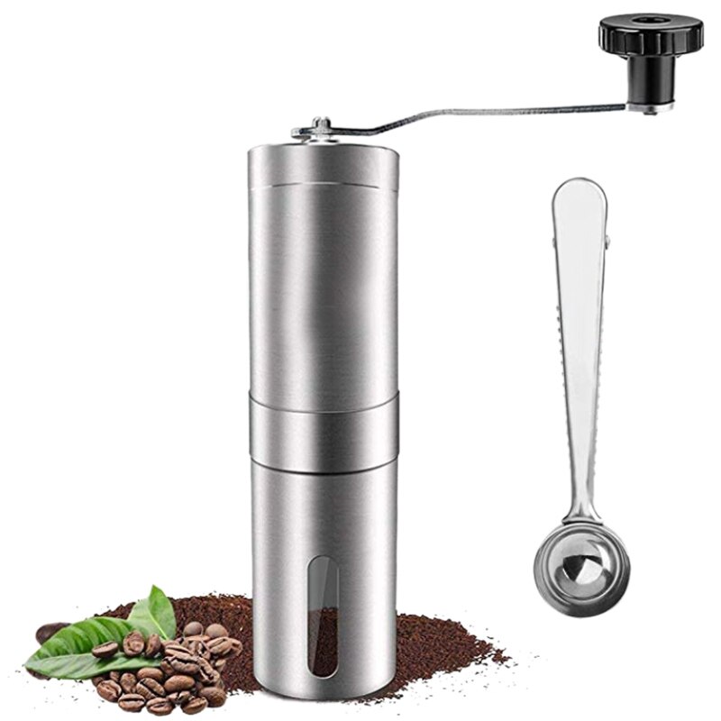 Molinillo de café Manual, de acero inoxidable molinillo de café, fresa cónica de cerámica, manivela Manual con cuchara