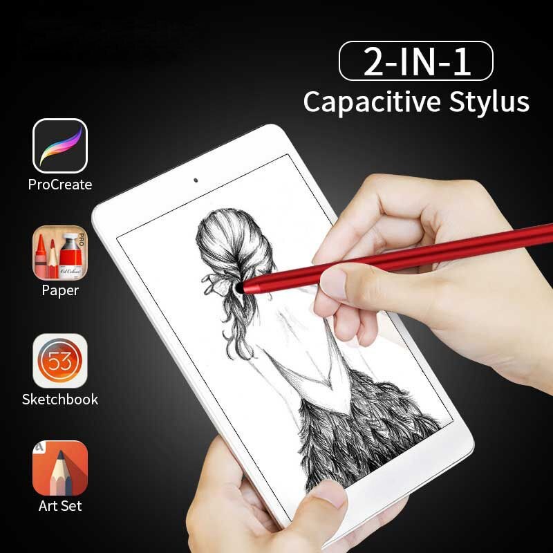 2 In 1 Touch Screen Stylus Pen Capacitive Screen Touch Pencil Write Drawing Pen For ipad PC Android Smartphone Device