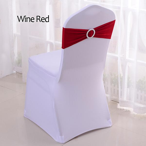 31 50 sztuk/partia Stretch Lycra elastan pokrowce na krzesła zespoły z klamrą suwak na dekoracje ślubne hurtownia krzesło: Wine Red