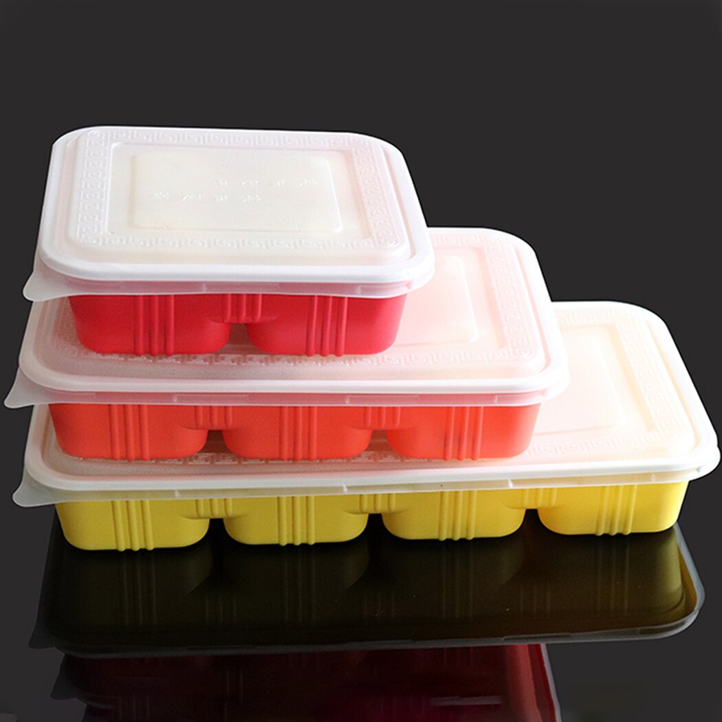 100PCS Plastic Food Container 4-Cavity Food Packing Box Bun Storage Container Birthday Christmas Favor Boxes