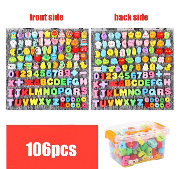 Giocattoli di legno giocattolo fai-da-te cartone animato frutta animale lettera numero Stringing infilatura perline di legno giocattolo Monterssori educativo per bambini: 106pcs