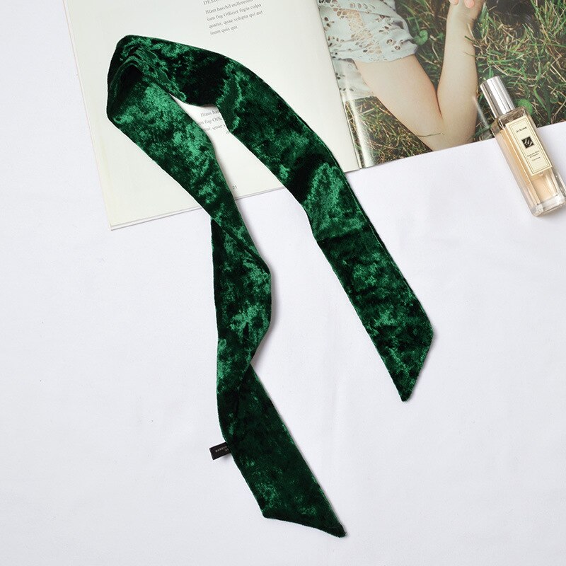 Gargantilla de terciopelo para mujer, pañuelo delgado de Color sólido, Bandana , ropa para el cuello, pulsera, ropa para la cabeza, [1278]: Verde negro