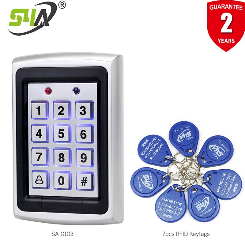 S4A RFID Metal Access Control Keypad Outdoor Door Opener Electronic Lock System with Keychains and Waterproof Rainproof Cover: C
