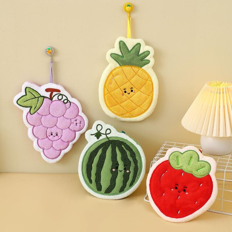 Fleece doekje badkamer bloemen handdoek huishoudartikelen fruit handdoek keuken absorberende schoonmaakdoek hangend sneldrogend koraal
