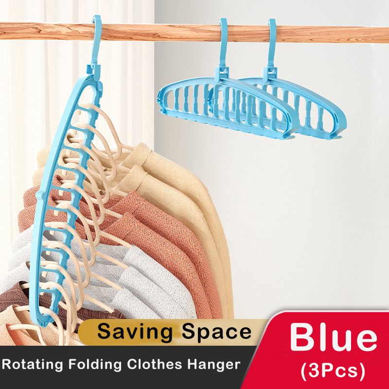 Rotating Folding Clothes Hanger Closet Organizer Multi-port Clothing Drying Rack Foldable Plastic Scarf 11-hole Storage Hangers: plum