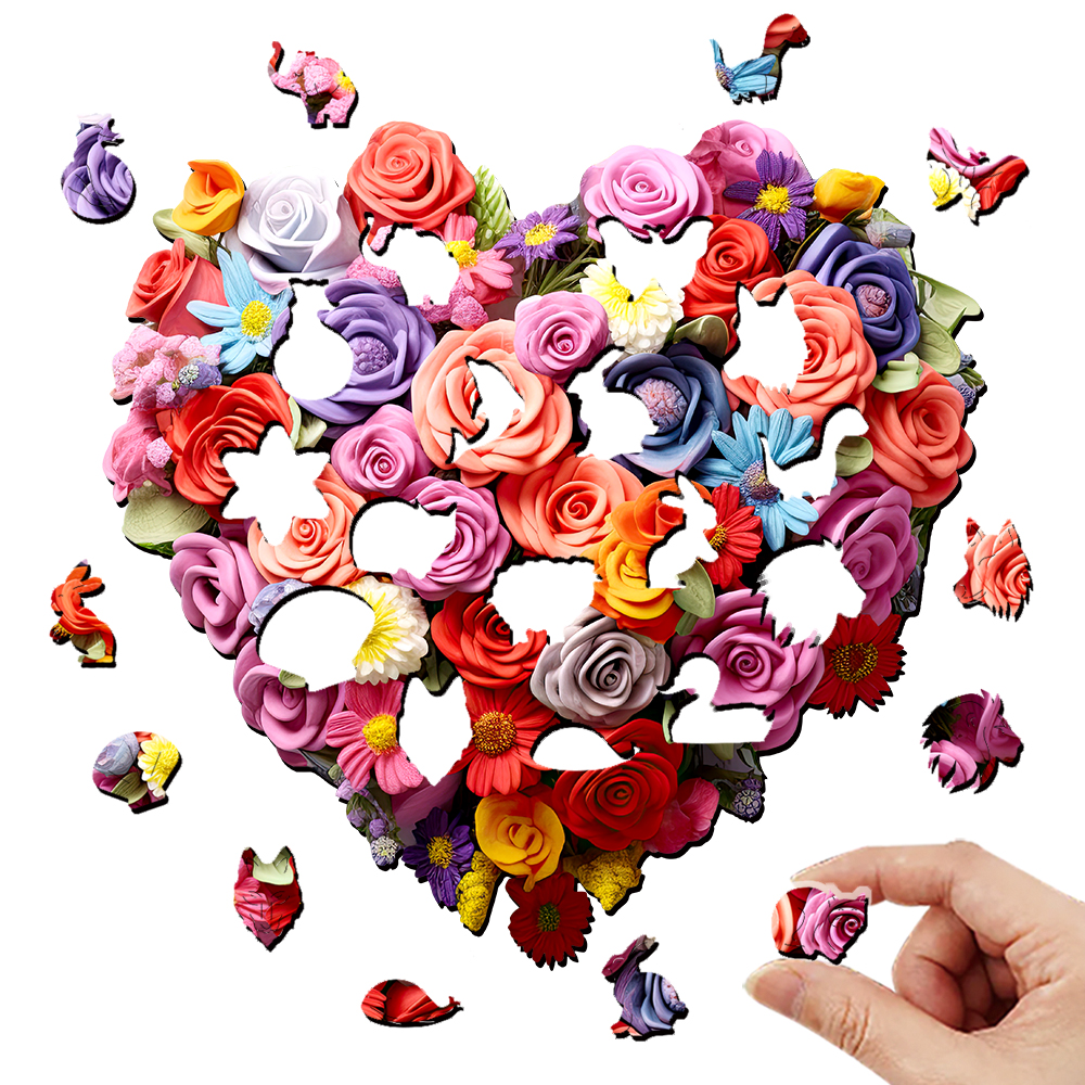 Wooden puzzle Valentine flower box exquisite Valentine's Day irregular animal shape puzzle adult decompression