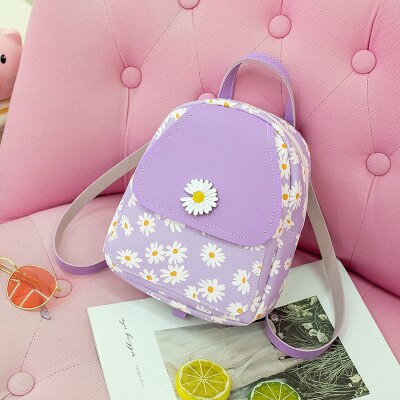 Vento marea mini rygsæk crossbody tasker til teenagepige kvinder skulder telefon pung koreansk stil trendy kvindelig taske: Blomst lilla